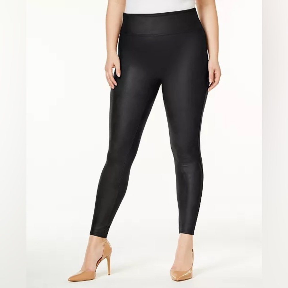 Spanx  black high waisted Faux Leather Leggings XL